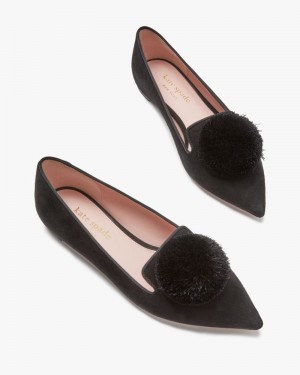 Kate Spade Amour Pom Flats Black | 7093648-XZ