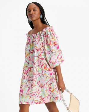 Kate Spade Anemone Floral Off-the-shoulder Dress Rose Multicolor | 5374621-EP