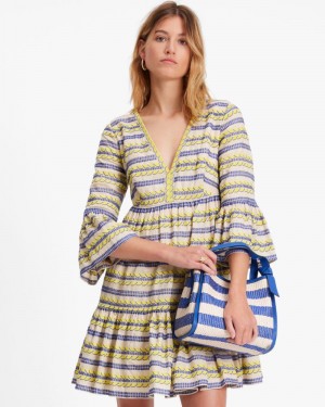 Kate Spade Awning Stripe Embroidered Tunic Beige | 1863029-FH