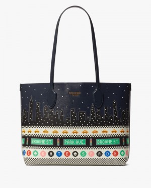 Kate Spade Bleecker Big Apple Large Tote Blue Multicolor | 2317659-ZX