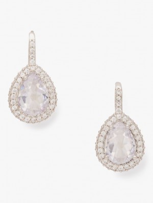 Kate Spade Brilliant Statements Pave Halo Drop Earrings Silver | 9850423-XC