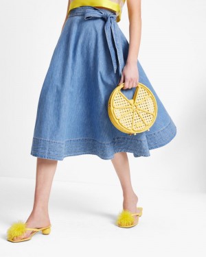 Kate Spade Chambray Midi Skirt Turquoise Blue | 2635478-VC
