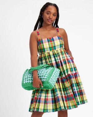 Kate Spade Coastal Plaid Tiered Mini Dress Multicolor | 0938156-IZ