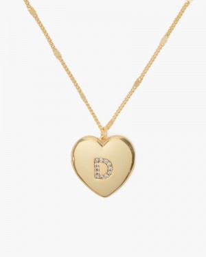 Kate Spade D Heart Letter Locket Necklace Gold | 0623974-VN