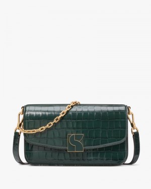 Kate Spade Dakota Croc-embossed Medium Convertible Shoulder Bag Rock Garden | 8926437-LI