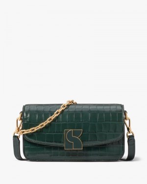Kate Spade Dakota Croc-embossed Small Crossbody Rock Garden | 6093472-XV