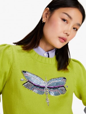 Kate Spade Dragonfly Embellished Sweater Light Green | 1680245-DE