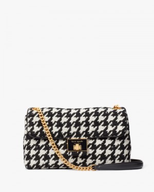 Kate Spade Evelyn Houndstooth Medium Convertible Shoulder Bag Black Multicolor | 0713954-QO