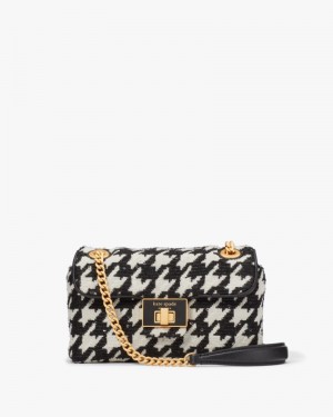 Kate Spade Evelyn Houndstooth Small Shoulder Crossbody Black Multicolor | 6129540-KP