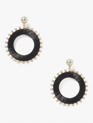 Kate Spade Francesca Raffia Drop Hoops Black Multicolor | 8954623-KH