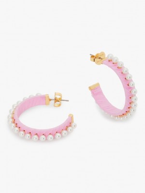 Kate Spade Francesca Raffia Hoops Pink Multicolor | 7903541-PG