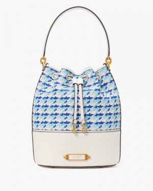 Kate Spade Gramercy Woven Medium Bucket Bag Cream Multicolor | 6124750-EZ