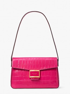 Kate Spade Katy Croc-embossed Medium Shoulder Bag Pink | 9653280-CL