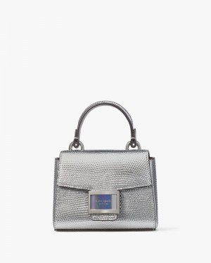 Kate Spade Katy Embossed Metallic Micro Crossbody Silver | 5987620-RM