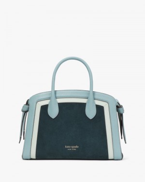 Kate Spade Knott Colorblocked Leather & Suede Medium Zip-top Satchel Turquoise Multicolor | 0853497-ZN