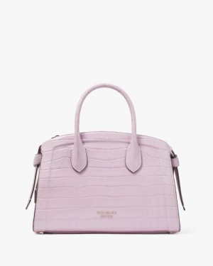 Kate Spade Knott Croc-embossed Medium Zip-top Satchel Purple White | 6503728-KJ