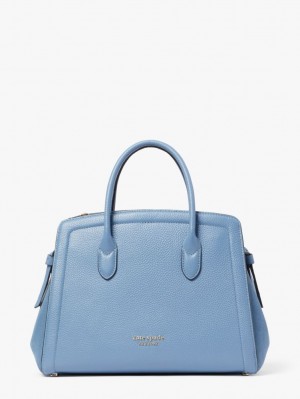Kate Spade Knott Pebbled Leather & Suede Medium Satchel Blue | 1769350-DN