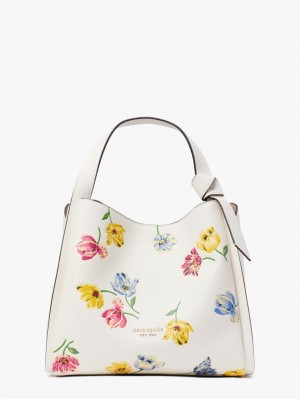 Kate Spade Knott Tulip Toss Embossed Medium Crossbody Tote Cream Multicolor | 2086573-MI