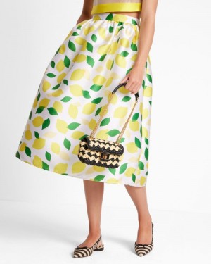 Kate Spade Lemon Toss Mikado Midi Skirt Cream | 9410376-YU