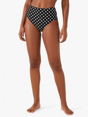 Kate Spade Lia Dot High-waist Bikini Bottom Black | 3729456-HZ