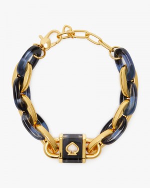 Kate Spade Lock And Spade Link Bracelet Navy | 8752341-NF