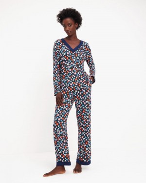 Kate Spade Long PJ Set Autumn Ditsy Print | 1645872-FY