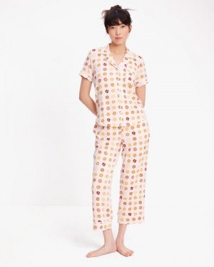 Kate Spade Long PJ Set Bagel Dot Print | 9671028-XI