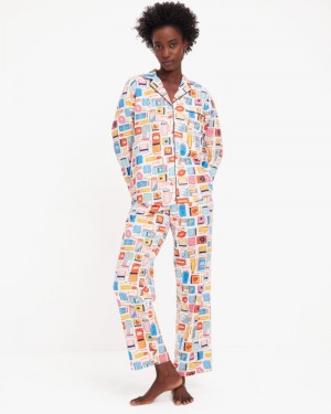 Kate Spade Long PJ Set Match Boxes Print | 2917430-DQ