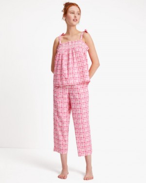 Kate Spade Long PJ Set Painterly Plaid | 7018342-XI