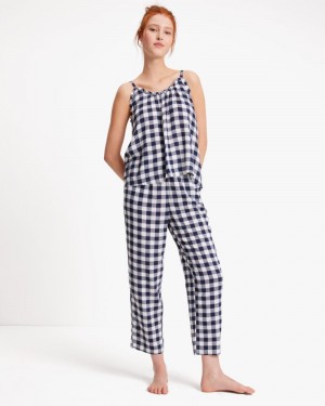 Kate Spade Long PJ Set Seaside Gingham | 2870546-EP