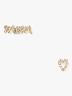 Kate Spade Love You, Mom Boxed Pave Asymmetrical Studs Gold | 6310428-OP