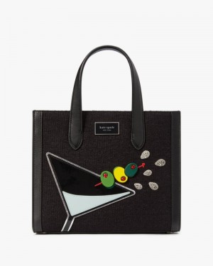 Kate Spade Manhattan Martini Embellished Small Tote Black Multicolor | 0269517-EX