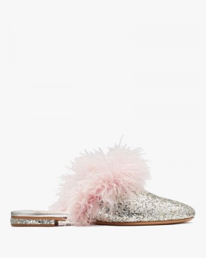 Kate Spade Marabou Mules Silver / Gold | 5760129-SV