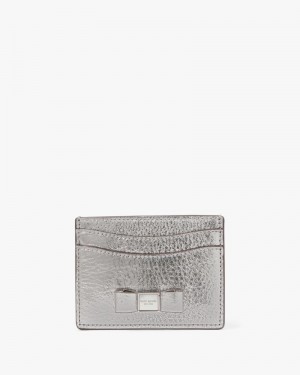 Kate Spade Morgan Bow Embellished Metallic Card Holder Silver | 1672453-FY