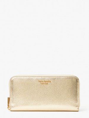 Kate Spade Morgan Metallic Zip-around Continental Wallet Gold Metal | 9468371-HJ