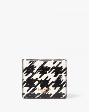 Kate Spade Morgan Painterly Houndstooth Small Bifold Wallet Black Multicolor | 2185309-UX