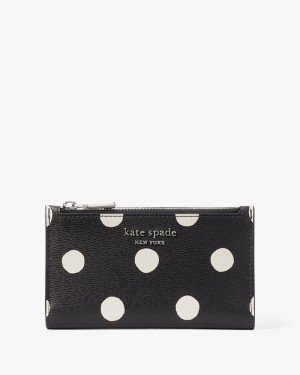Kate Spade Morgan Sunshine Dot Small Slim Bifold Wallet Black Multicolor | 1736842-QG