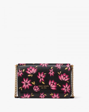 Kate Spade Morgan Winter Blooms Embossed Flap Chain Wallet Pink Multicolor | 3015792-GH