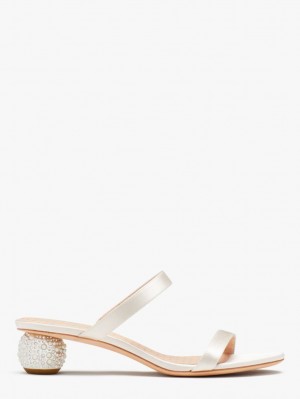 Kate Spade Palm Springs Crystal Slide Sandals White | 5493180-VM