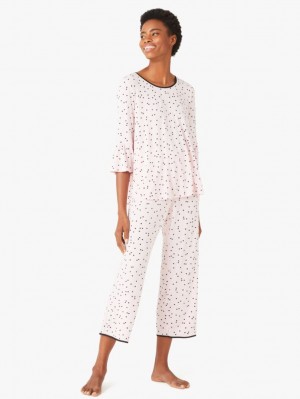 Kate Spade Pink Dot Long PJ Set Pink | 2041637-DH