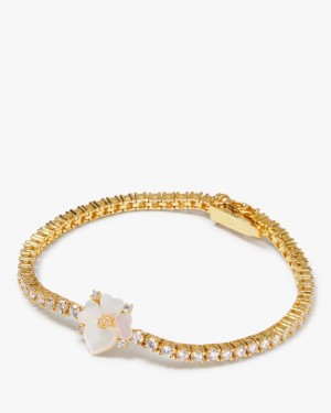 Kate Spade Precious Pansy Delicate Tennis Bracelet White Multicolor | 3895412-JX