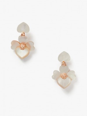 Kate Spade Precious Pansy Drop Earrings Cream Multicolor / Rose Gold | 0561297-BL