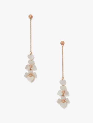Kate Spade Precious Pansy Linear Earrings Cream Multicolor / Rose Gold | 7152630-LP