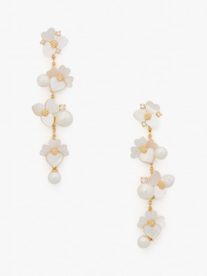 Kate Spade Precious Pansy Statement Linear Earrings White Multicolor / Gold | 2507389-ZK