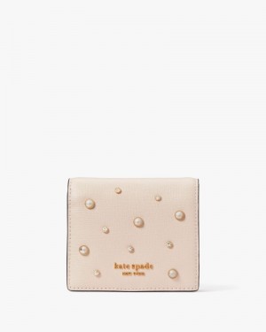 Kate Spade Purl Embellished Small Bifold Wallet Pale Dogwood | 9467128-PL