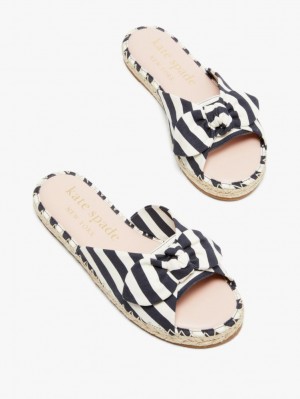 Kate Spade Saltie Shore Espadrille Slide Sandals Blue / Cream | 6904573-WR