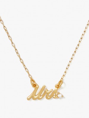 Kate Spade Say Yes Mrs Necklace Gold | 6785902-EH