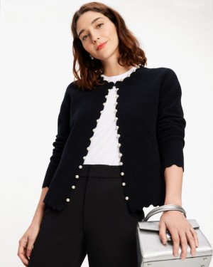 Kate Spade Scallop Pearl Embellished Cardigan Black | 6729410-IJ
