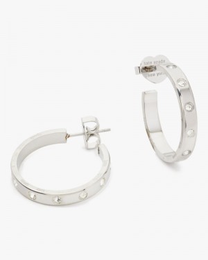 Kate Spade Set In Stone Hoops Silver | 6817950-FN