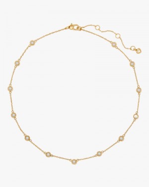 Kate Spade Set In Stone Station Necklace White Gold | 2879415-PE